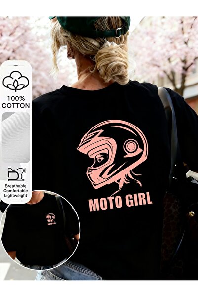 AEMİ Unisex Moto Girl Printed Oversize Crew Neck T-Shirt