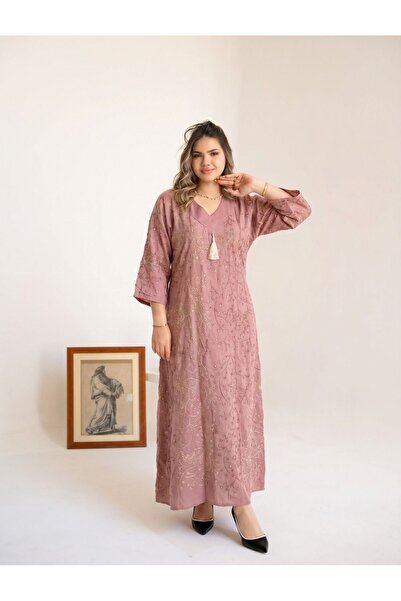 badela Linen Jalabiya with Sequins, Anti-Shrink Treatment