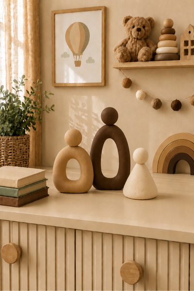 Minima Art Studio Minimal 3’lü Soyut Aile Biblo Seti Dekoratif Obje Modern Bo...