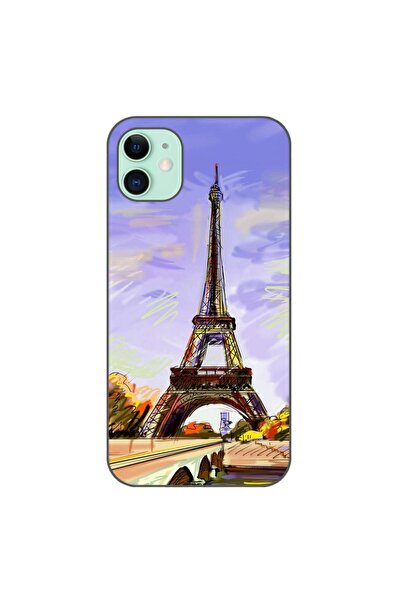 OEM Husa compatibila cu Apple iPhone 11 Silicon Gel Tpu Model Desen Turnul Ei...