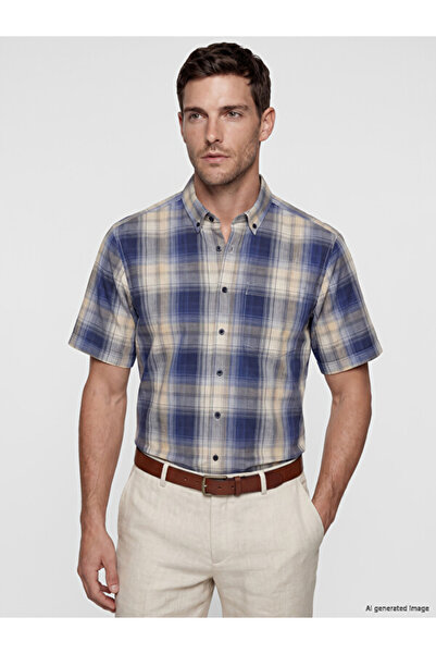 LC Waikiki Standard Fit Checked Embroidered Poplin Men's Shirt from Uzg Store...
