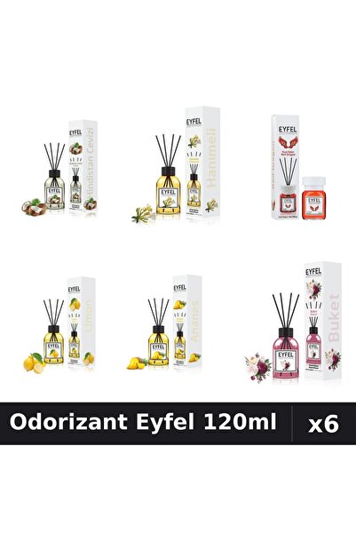 Eyfel Set 6 Odorizante Camera Betisoare - 6 Arome Asortate, 120ml Parfum