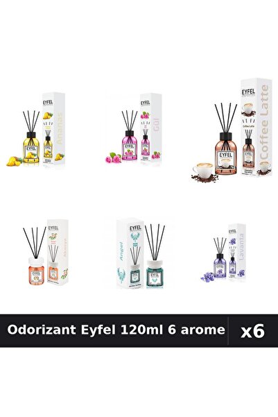 Eyfel Set 6 Odorizante Camera Betisoare - 6 Arome Asortate, 120ml Parfum