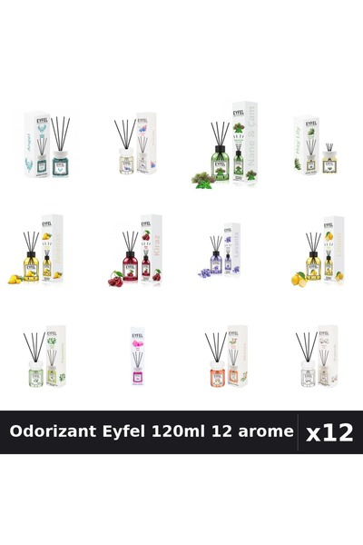 Eyfel Set 12 Odorizant Camera Betisoare 120ml - 12 Arome Asortate, Parfum Intens