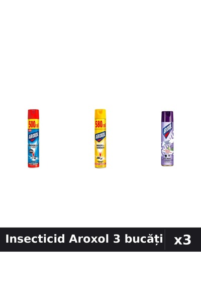 Aroxol Set 3 Spray Insecticid 250ml-500ml-580ml - Protecție Casă