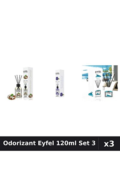 Eyfel Set 3 Odorizant Camera Betisoare 120ml - Nuca Cocos, Zambile, Ocean