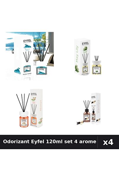 Eyfel Set 4 Odorizant Camera Betisoare 120ml - Ocean, Lacramioare, Acacia, Va...