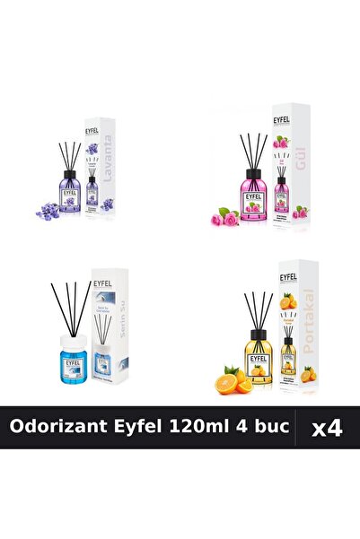 Eyfel Set 4 Odorizant Camera Betisoare 120ml - Lavanda, Trandafir, Cool Water...