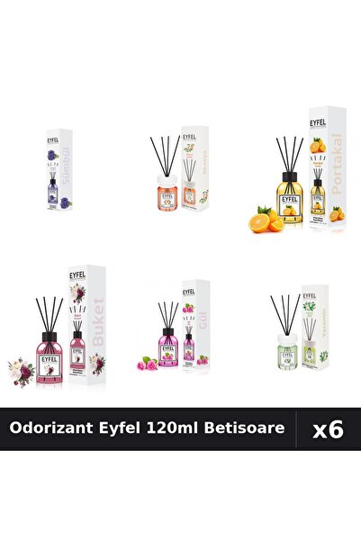 Eyfel Set 6 Odorizante Camera Betisoare - 6 Arome Asortate, 120ml Parfum