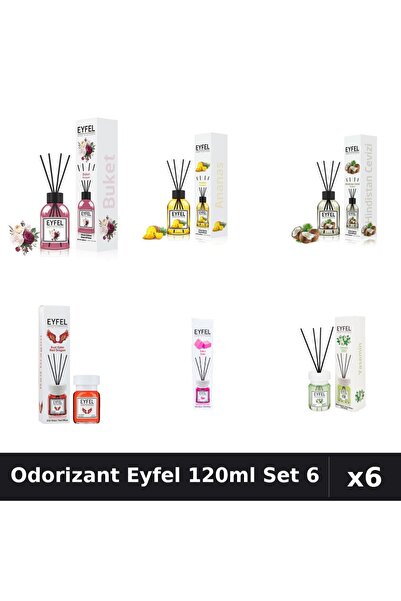 Eyfel Set 6 Odorizante Camera Betisoare - 6 Arome Asortate, 120ml Parfum Intens