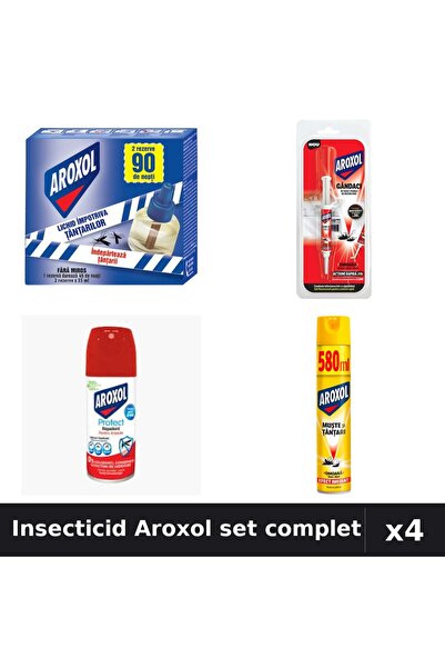Aroxol Set 4 Insecticid - Aparat 45 nopti, Spray 100ml, 580ml, Spirale 5g