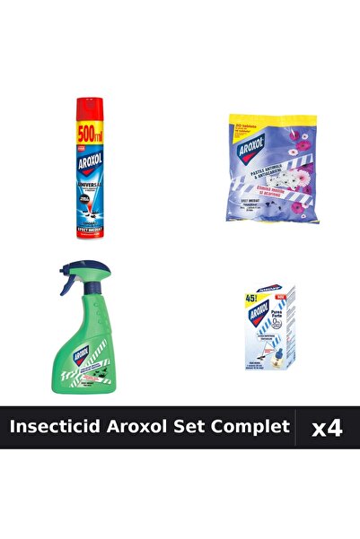 Aroxol Set 4 Insecticid - Spray 500ml, 400ml, Pastile 20 buc, Aparat Electric