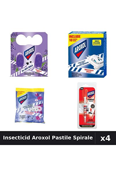 Aroxol Set 4 Pastile Spirale Insecticid - 2, 5g, 20 bucati - Anti Insecte Casa