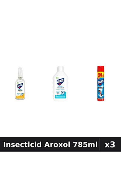 Aroxol Set 3 Insecticid - Loțiune Repelent 85ml+200ml, Spray 500ml - Protecți...