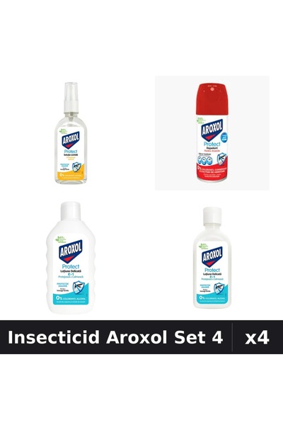 Aroxol Set 4 Insecticid - Loțiune Repelent 85ml, 200ml, Spray 100ml - Protecție
