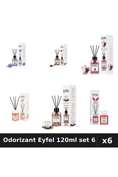 Eyfel Set 6 Odorizante Camera Betisoare - 6 Arome Asortate, 120ml Parfum