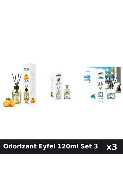 Eyfel Set 3 Odorizant Camera Betisoare 120ml - Portocala, Lacramioare, Ocean