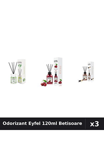 Eyfel Set 3 Odorizant Camera Betisoare 120ml - Iasomie, Cireșe, Vanilie