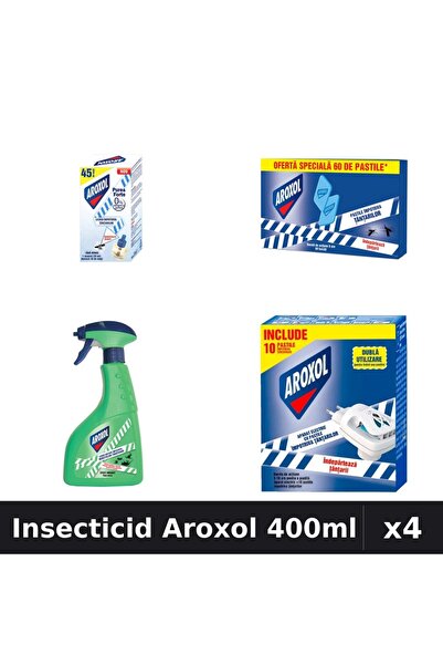 Aroxol Set 4 Insecticid - Aparat Electric, Spray 400ml, Pastile Anti-Insecte ...