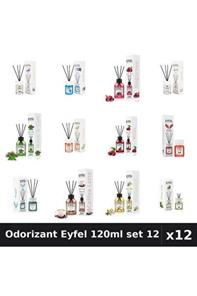 Eyfel Set 12 Odorizant Camera Betisoare 120ml - 12 Arome Asortate, Parfum Intens