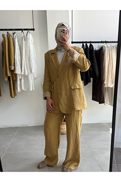 Butik Duyawear keten hardal takım