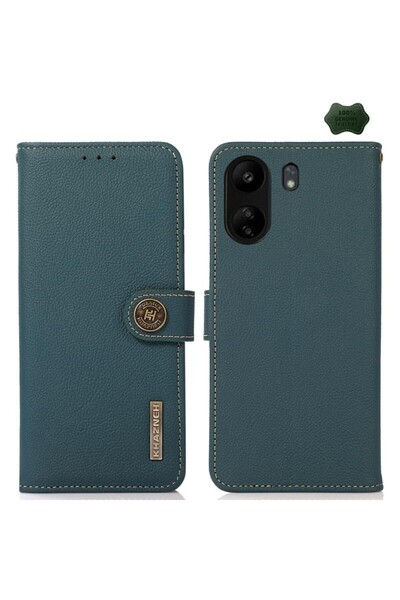 KHAZNEH Custer Leather Θήκη Πορτοφόλι Green (Xiaomi Redmi 13C/Poco C65)