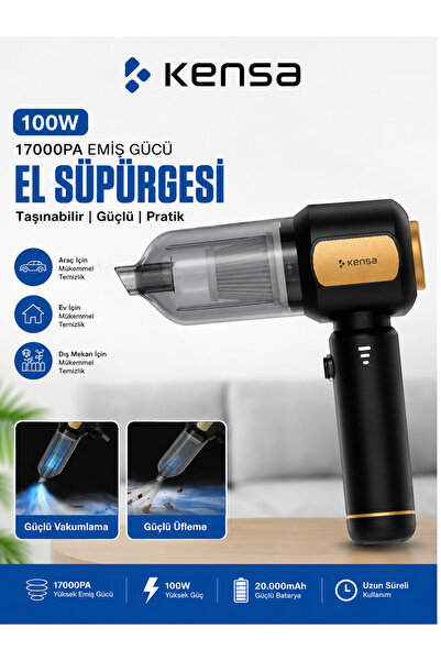 shop Kensa HP-12 Şarjlı El Süpürgesi 17000Pa Güçlü Emiş | 100W | Üfleme Özell...