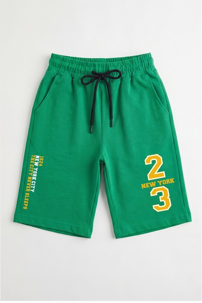 YA KO KİDS 3-Piece Colorful Summer Print Detailed Boys' Capri Pants with Elastic Waist and Double Pockets
