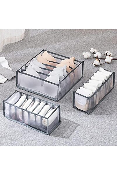 Arabest 3 Set Foldable Underwear Organizer,Space-Saving Drawer Divider Bins f...