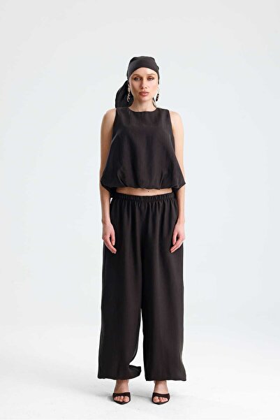 GACA COLLECTION Heli̇a Balloon Blouse, Elasticated Cuffs, Trousers and Scarf ...