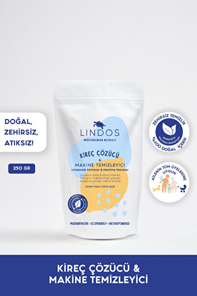 Lindos Doğal Kireç Çözücü Çamaşır ve Bulaşık Makinesi Temizleyici 250 gr