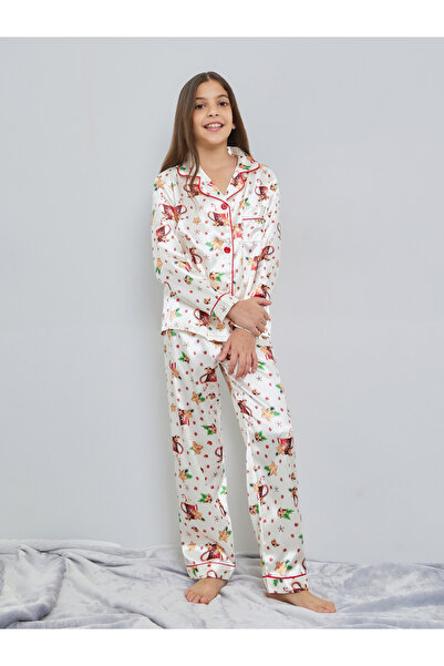Take Two By Styli Teen Girls Printed Long Sleeve Shirt and Pyjama Set