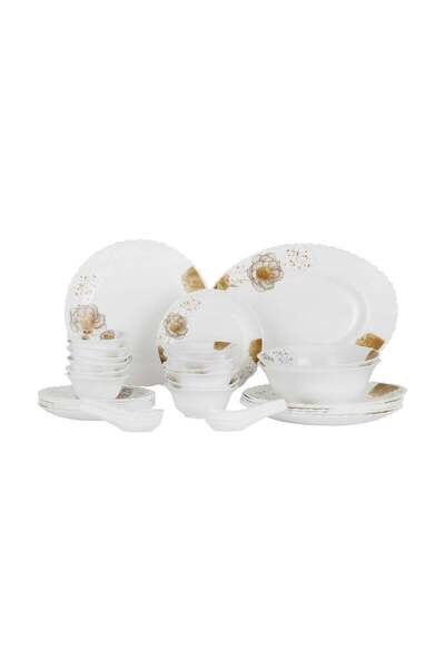 DELCASA 33 Piece Opalware Dinner Set DC3709 Includes Oval Plate, Dinner and F...