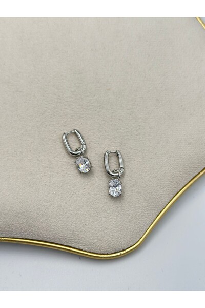 BYYEŞO Dangle Baguette Stone Hoop Earrings (Brass Plated)