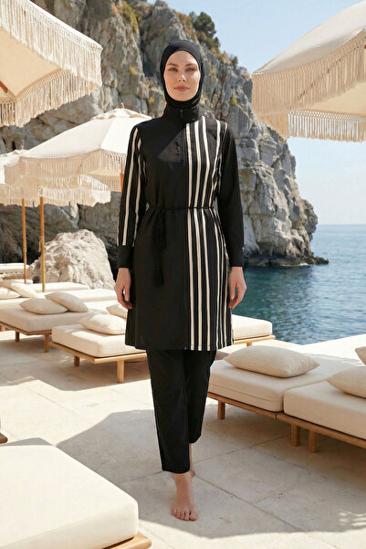 Marina Tam Kapalı Tesettür Mayo M2520 Siyah