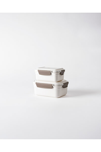Madame Coco Granada 2-Piece Deep Rectangular Storage Container - Soft Ecru - ...