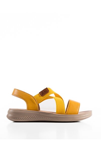 ALOGO Women's Yellow Sandals Made of Ecological Leather Jkk