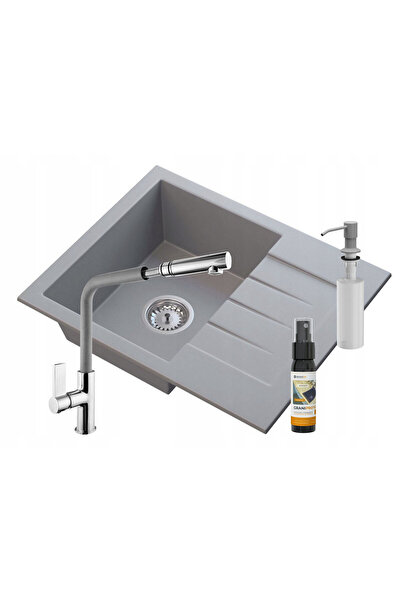 Granitan Set chiuveta Milano 574x464mm + baterie Linea cu dus extractibil + d...