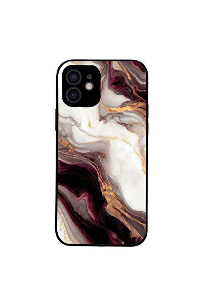 Sonique Θήκη Marble Series για Apple iPhone 12 Μπορντώ