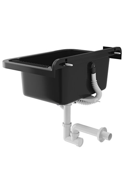 Granitan Granitan utility sink, black, 50x34x21cm, with siphon included