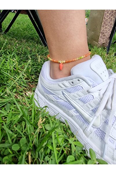 NEMOR STUDIO Natural Stone Anklet with Carrot Figure |   Colorful Summer Touch |   Cat's Eye Stone