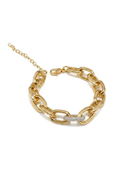 Generic Gold-Tone Chunky Oval Link Bracelet for Women, Statement Chain Bracel...
