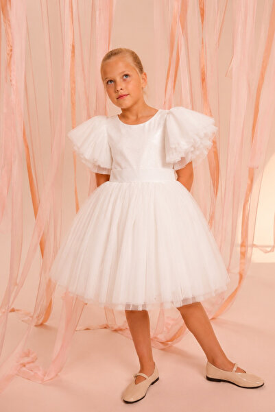 ESİLA KİDS Girl's Tulle Detailed Evening Dress Embossed Princess Model Specia...