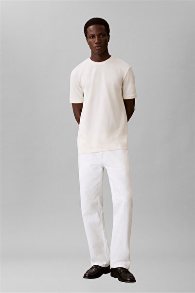 Calvin Klein Ss Tonal Stripe Crew Erkek Bisiklet Yaka T-Shirt Kahverengi