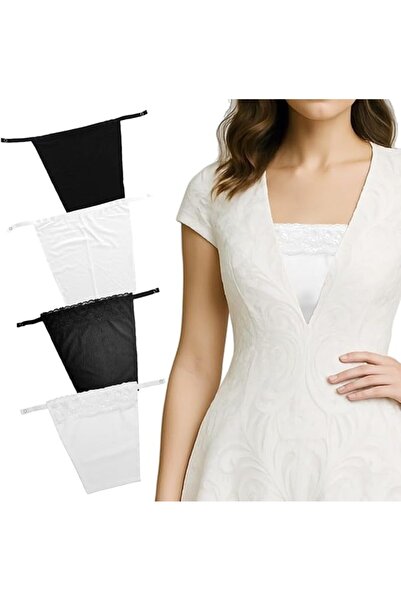 Hannea 4Pcs Clip On Camisole for Women Combo, 2 Styles Mock Lace Deep Neck Co...