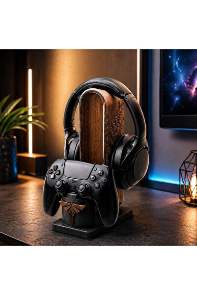 OEM Suport Casti & Controller Gaming, Efect Lemn Premium, Compatibil PS5 / PS...