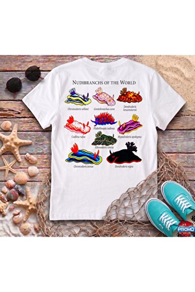 ScubaPromoTurkey Sea Rabbit Back Visual Print White Cotton T-Shirt
