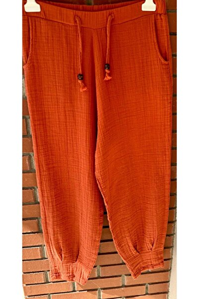 PAZEN MODA Pi̇le Detailed Muslin Pants
