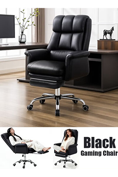 TAPIT Gaming Chair Ergonomic Office Chair with Extendable Footrest and PU Whe...