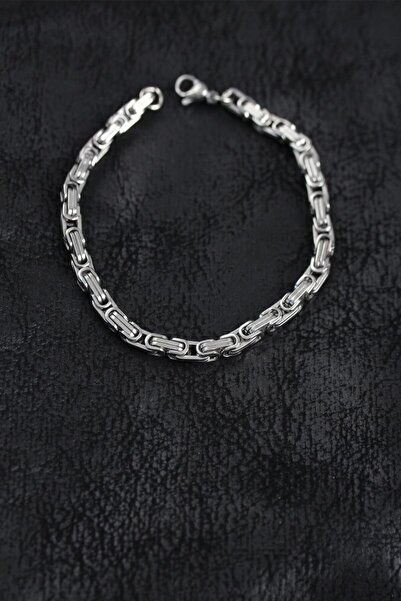 Generic Brand 316L Steel Silver Color King Chain Men's Bracelet